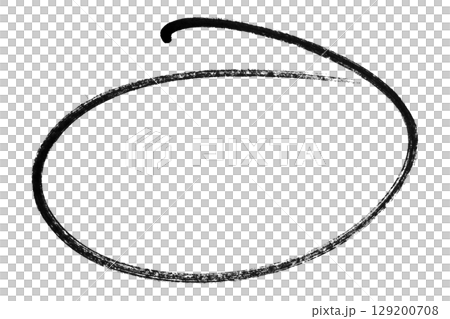Black pencil highlight circle mark isolated on transparent background 129200708