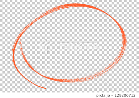 Red pencil highlight circle mark isolated on transparent background 129200712