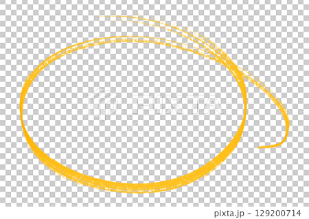 Yellow pencil highlight circle mark isolated on transparent background 129200714