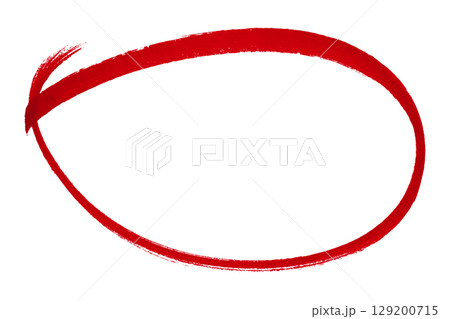Red pencil highlight circle mark isolated on transparent background 129200715