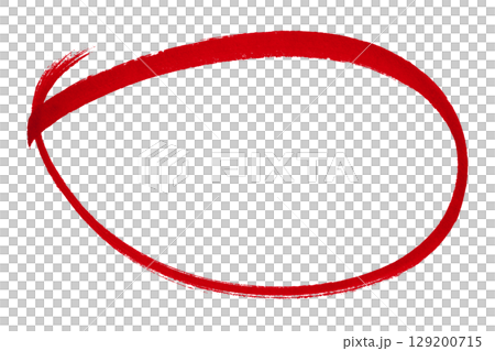 Red pencil highlight circle mark isolated on transparent background 129200715