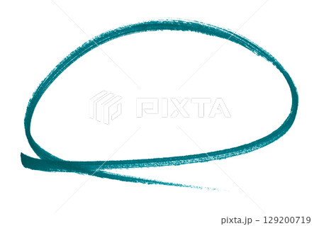 Green pencil highlight circle mark isolated on transparent background 129200719