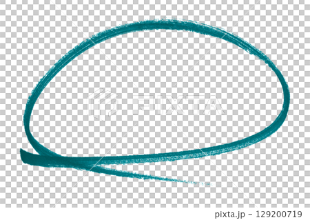 Green pencil highlight circle mark isolated on transparent background 129200719
