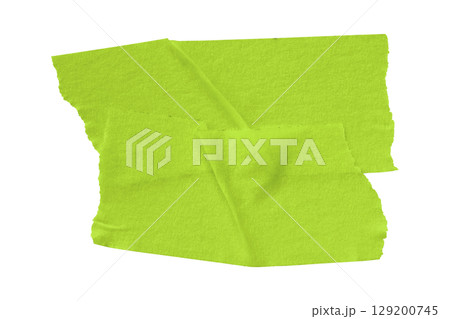 green crumpled torn tape isolated on transparent background 129200745