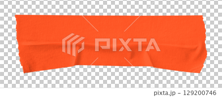 red crumpled torn tape isolated on transparent background 129200746