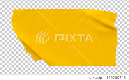 yellow crumpled torn tape isolated on transparent background 129200748