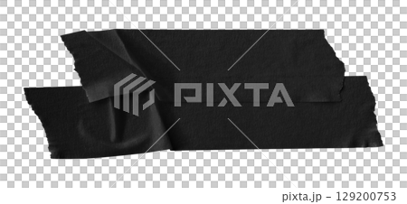 black crumpled torn tape isolated on transparent background 129200753