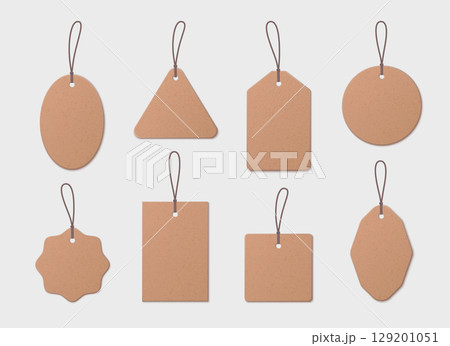 Brown price tag collection with string Brown price tag collection with string 129201051