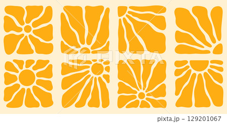 Boho groovy sun patterns 129201067