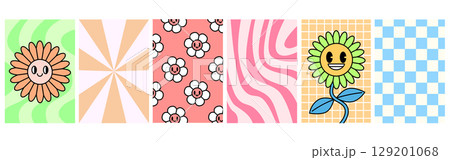 Daisy retro groovy patterns 129201068