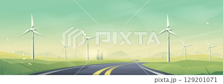 Wind energy landscape with turbines 129201071