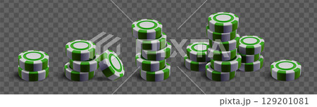 Green white casino chip stacks 3d 129201081