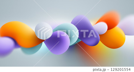 Colorful Abstract Forms Blend to Create Serene Background 129201554
