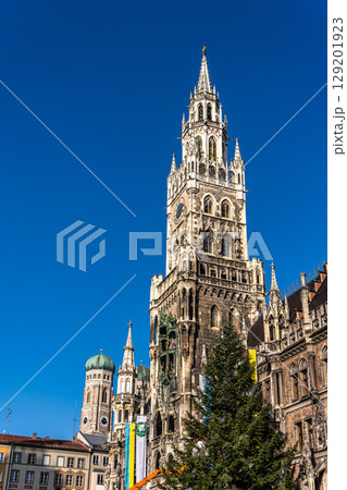 The New Town Hall at Marienplatz in Munich, Bavaria, Germany The New Town Hall at Marienplatz in Munich, Bavaria, Germany 129201923