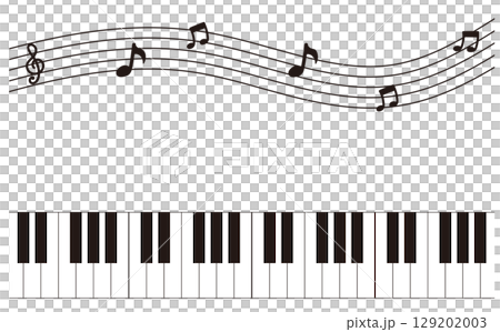 ピアノと譜面の音楽背景イラスト装飾素材 ピアノと譜面の音楽背景イラスト装飾素材 129202003