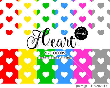 色違いのシームレスパターンのセット ハート 129202013