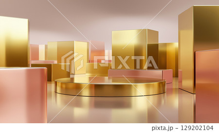 Modern AI Abstract Gold Geometric Shapes 129202104