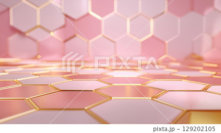 Intricate Pink Hexagon Abstract Design AI 129202105