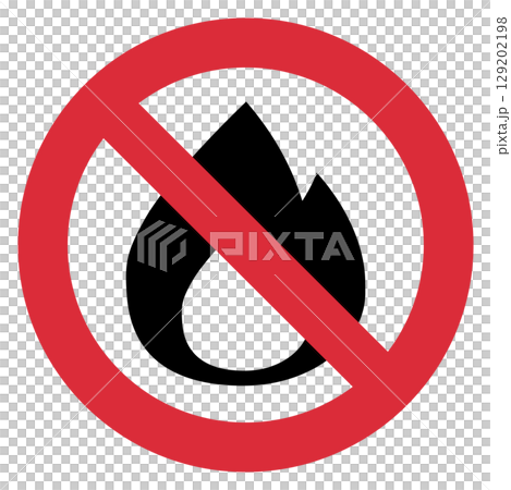 火気厳禁マークのシルエットアイコンイラスト 129202198