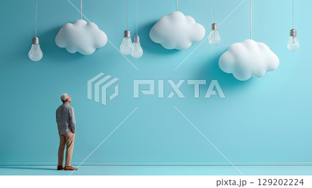 Ideas Under Floating Clouds & Lights With AI 129202224