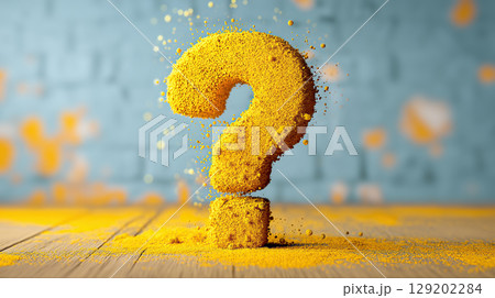 Yellow Particle Abstract Question Mark AI Art 129202284