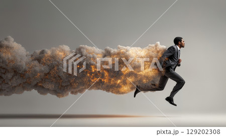 Businessman Running With Explosive AI Energyのイラスト素材 [129202308] - PIXTA