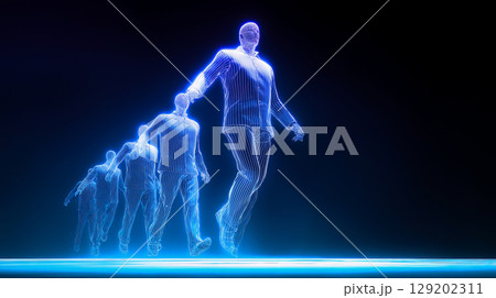 Abstract Figures Walking in a Futuristic Style Generative AI 129202311