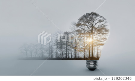 Nature and Light Bulb AI Creative Concept 129202346