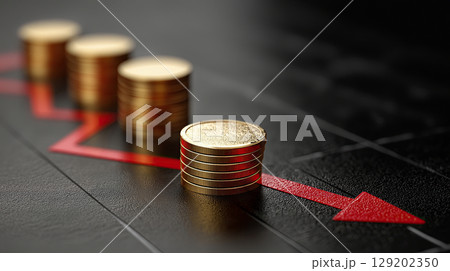 Growth Trend Represented by Stacks of Coins Generative AI 129202350