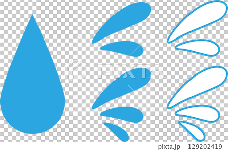 しずく　水滴　アイコンセット 129202419