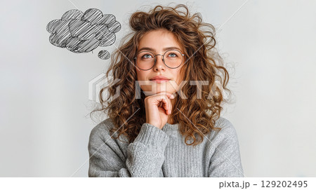 Curly-haired Woman in Abstract AI Art Curly-haired Woman in Abstract AI Art 129202495