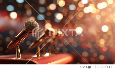 Stage Microphones With Abstract AI Background 129202531