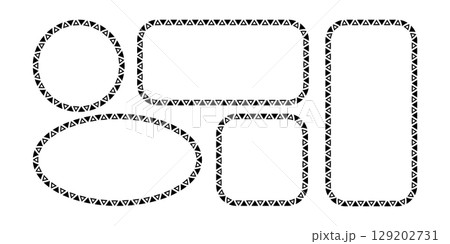 African pattern circle frame. Mexican ethnic motif border. Triangular ornament round frame. Sun stamp. African ethnic culture ornament Vector illustration isolated on white background 129202731
