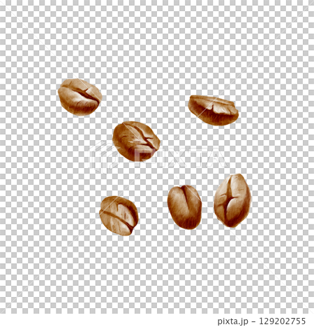 Coffee beans scattered in watercolor illustration. Minimalistic, elegant design for packaging, labels, or coffee-themed projects, emphasizing natural and organic aesthetics Coffee beans scattered in watercolor illustration. Minimalistic, elegant design for packaging, labels, or coffee-themed projects, emphasizing natural and organic aesthetics 129202755