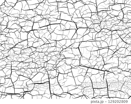 白地に黒い細かいひび割れ模様の背景 129202809