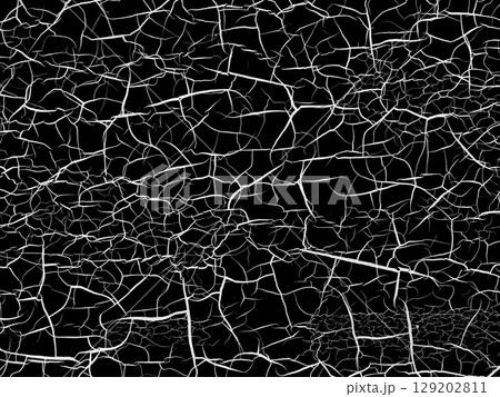 黒地に白い細かいひび割れ模様の背景 129202811