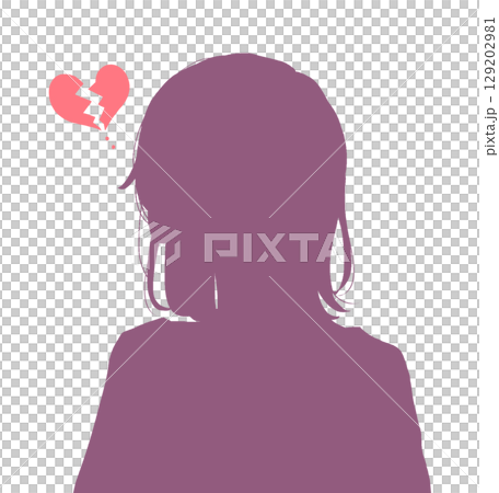圓胖的女人剪影與破碎的心 129202981