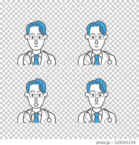醫生男4種臉部表情 醫生男4種臉部表情 129203158