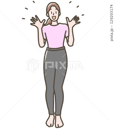 ヨガウェアを着て楽しそうな女性のイラスト 129203174