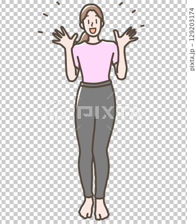 Illustration of a happy woman wearing yoga wear 129203174