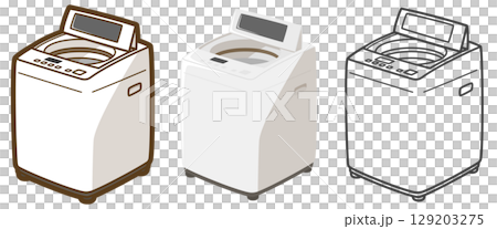 Top-loading washing machine with the lid open 129203275