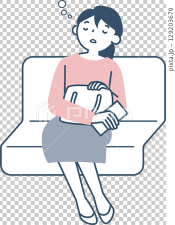一名年輕女子拿著智慧型手機打瞌睡 129203670