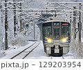 雪の北陸本線を行く普通列車 129203954