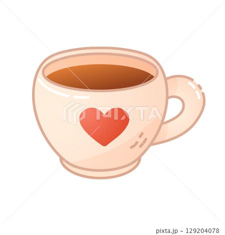 Cute tea mug with heart for cozy designs 129204078