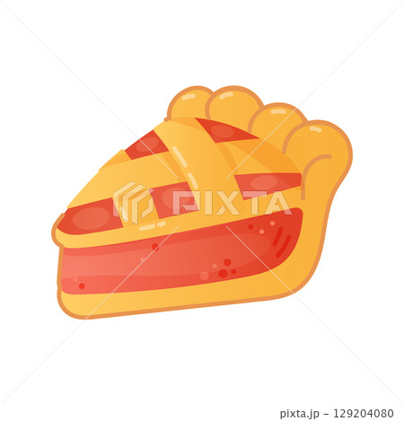 Cartoon pie slice with lattice crust detail Cartoon pie slice with lattice crust detail 129204080