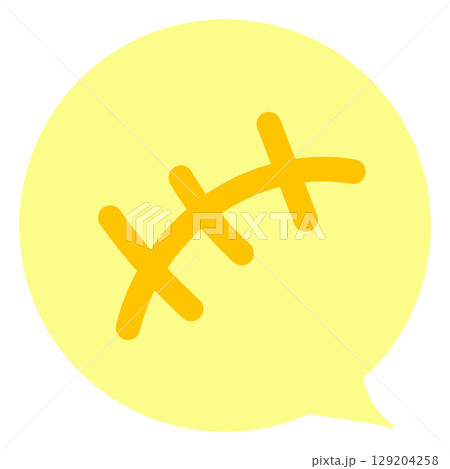 感情表現ふきだし　笑い　主線なし　カラー　ベクターイラスト 129204258