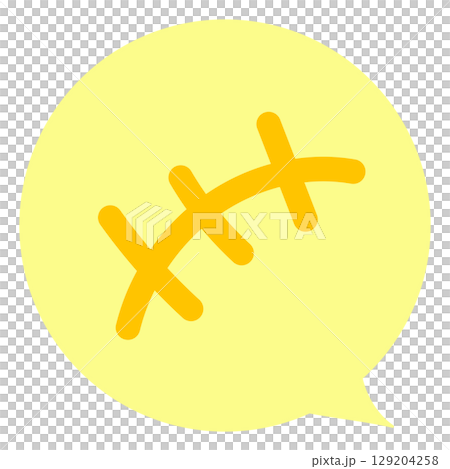 感情表現ふきだし　笑い　主線なし　カラー　ベクターイラスト 129204258