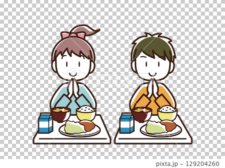 孩子們吃學校午餐 129204260