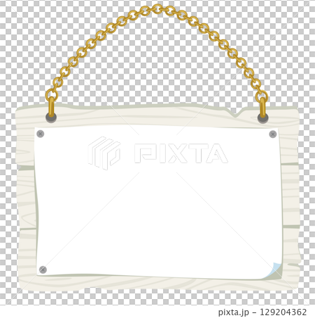 Simple wooden hanging sign vector material | Store and guide illustration | Birch style 129204362