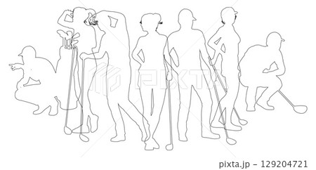 Golfers Golfing Silhouette Golf People Silhouettes 129204721